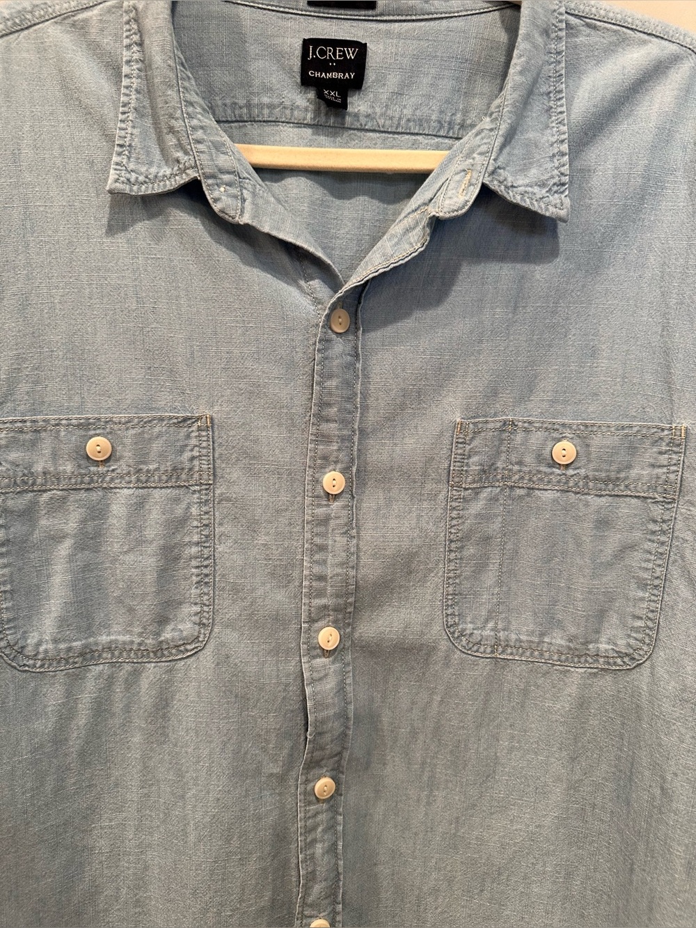 J. Crew Factory Chambray Classic Button Down Top Neutral Versatile Sz 2X - Picture 10 of 16